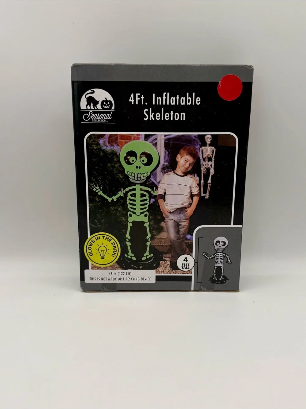 4 Ft Inflatable Skeleton Glow In The Dark Halloween Yard Decor
